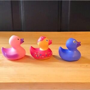3 Cute Rubber Ducks For Jeep Dash Ducking Bath Toys Pink Donut Girly Gifts